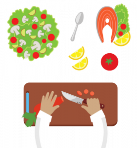 Illustration préparation repas dans article tradition